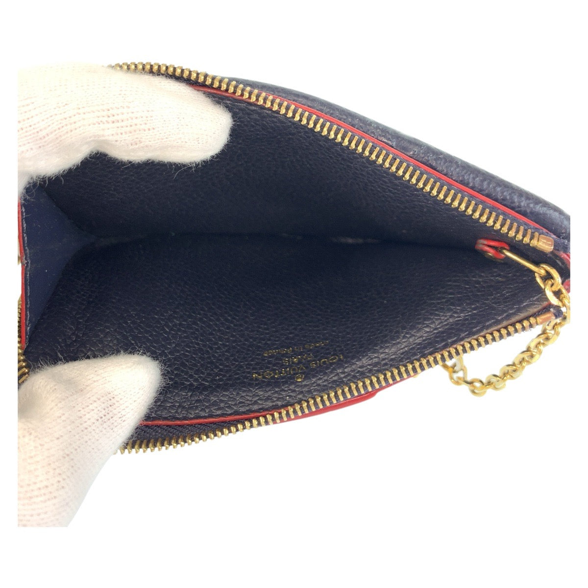 LOUIS VUITTON Coin case M69420 leather Marine Rouge Navy Gold Metal Coin case Card Case Monogram Unplant Porto Cult Recto Verso Women Used Authentic