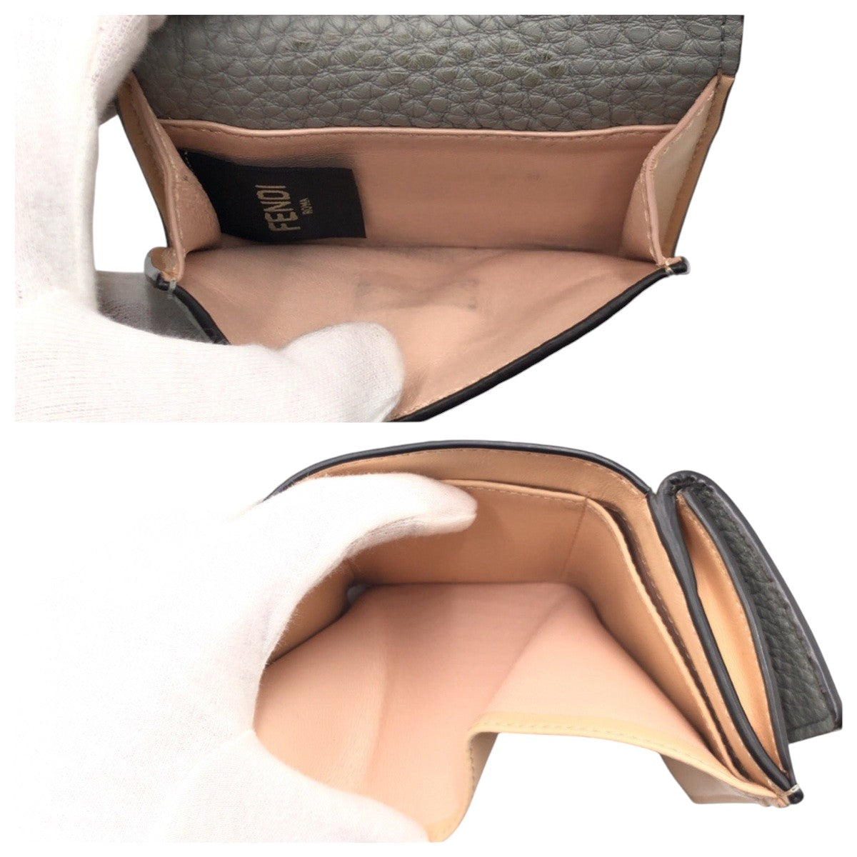 FENDI Tri-fold wallet 8M0426 A91B 229 2018 leather Grey SilverMetal Peekaboo