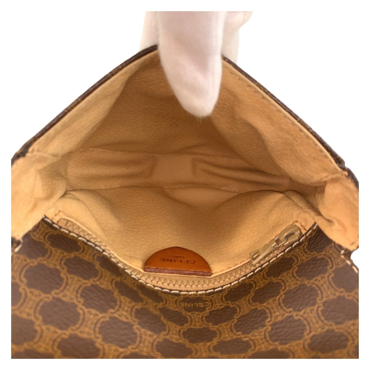 CELINE Shoulder Bag M09 PVC, Leather Brown Gold Metal Shoulder Bag pochette Macadam Circle Logo Women Used Authentic