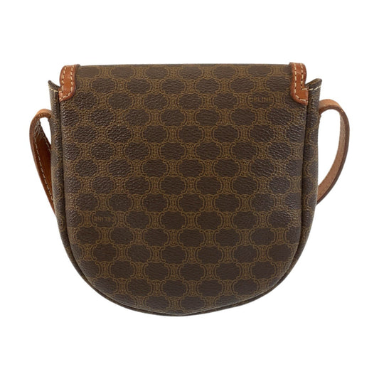 CELINE Shoulder Bag M09 PVC, Leather Brown Gold Metal Shoulder Bag pochette Macadam Circle Logo Women Used Authentic