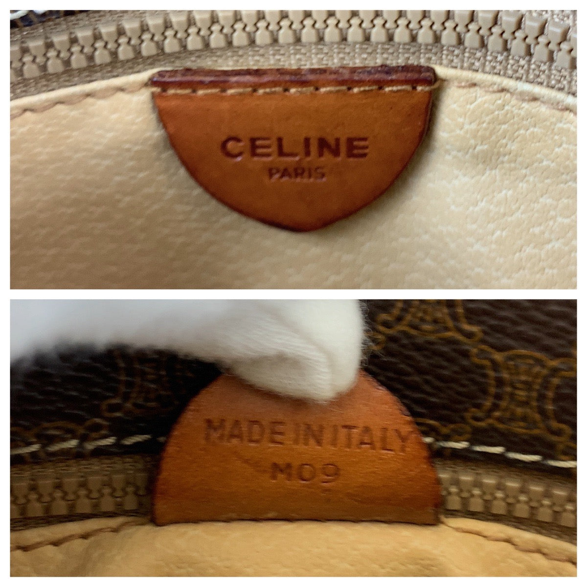 CELINE Shoulder Bag M09 PVC, Leather Brown Gold Metal Shoulder Bag pochette Macadam Circle Logo Women Used Authentic
