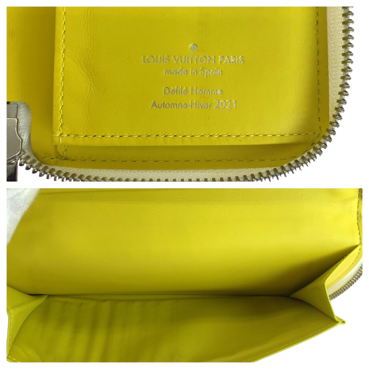 LOUIS VUITTON Long Wallet Purse M80852 leather Yellow White SilverMetal Long Wallet Purse Zip Around Everyday LV Zippy Wallet Vertical mens Used Authentic