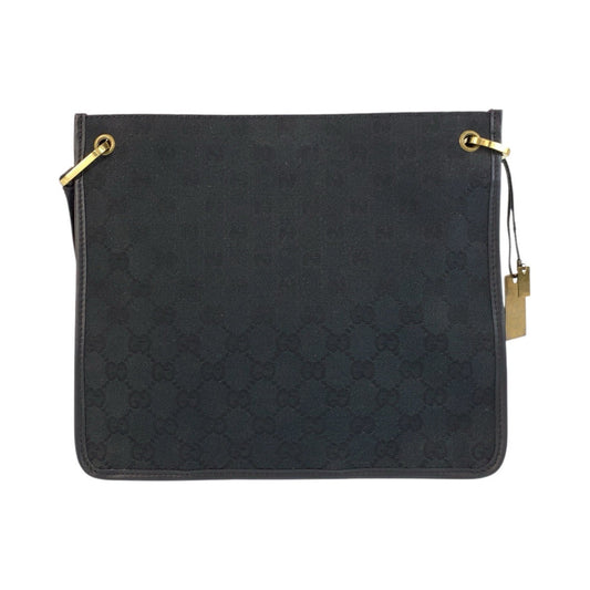 GUCCI Shoulder Bag 91762 GG canvas, leather Black GoldMetal Shoulder Bag pochette Women Used Authentic
