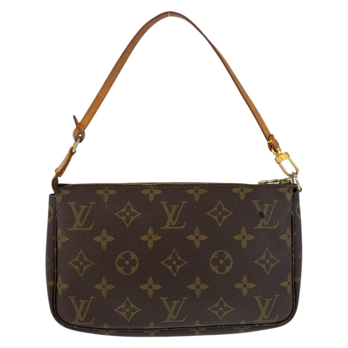 LOUIS VUITTON Handbag M51980 PVC, Leather Brown Gold Metal Handbag accessory pouch Monogram Pochette Accessoires Women Used Authentic