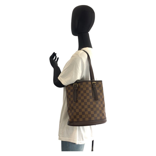 LOUIS VUITTON Tote Bag N42240 PVC, Leather Brown Gold Metal Tote Bag Shoulder Bag Damier Male Women Used Authentic