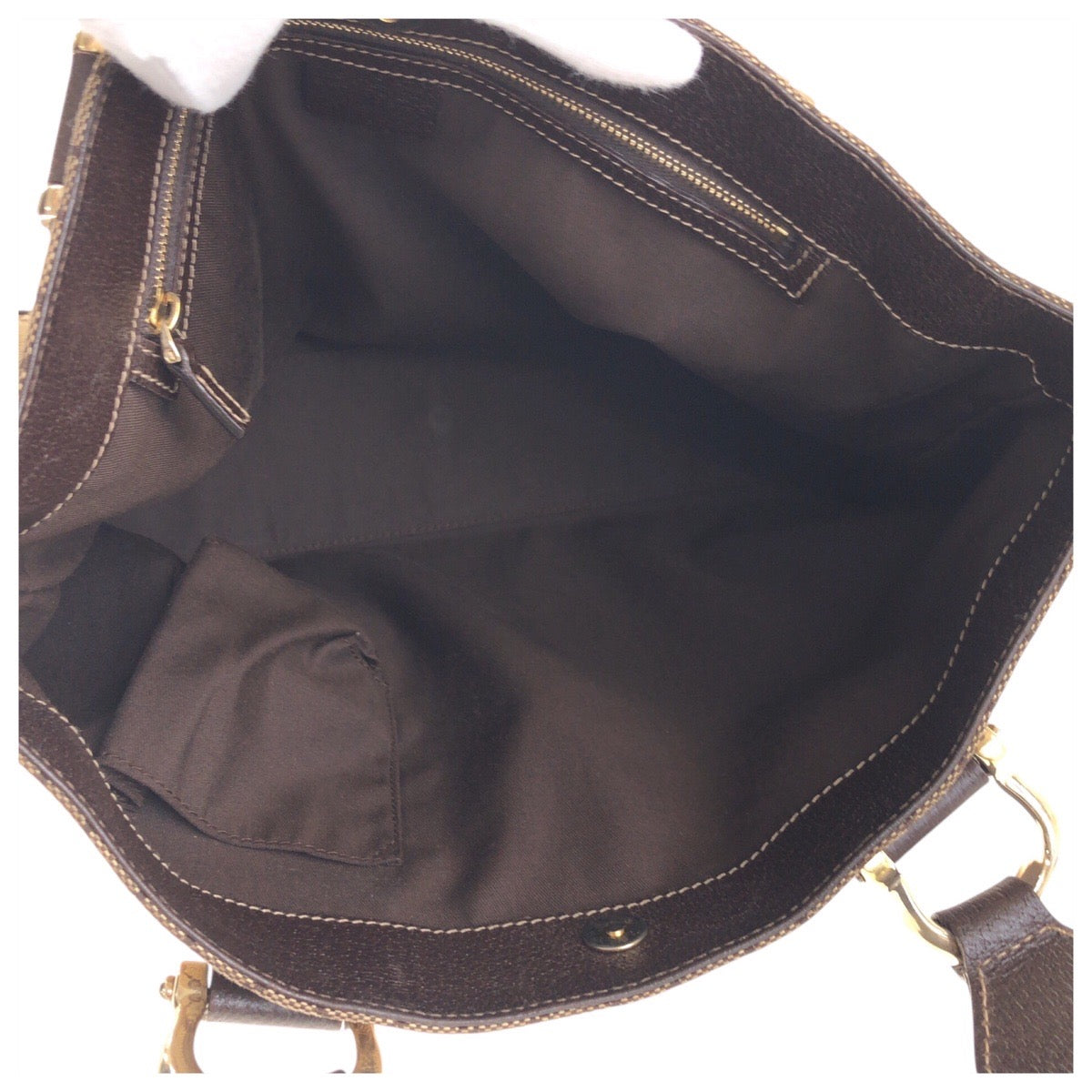 GUCCI Tote Bag 153024 GG canvas, leather Beige Brown Gold Metal Tote Bag Shoulder Bag Women Used Authentic