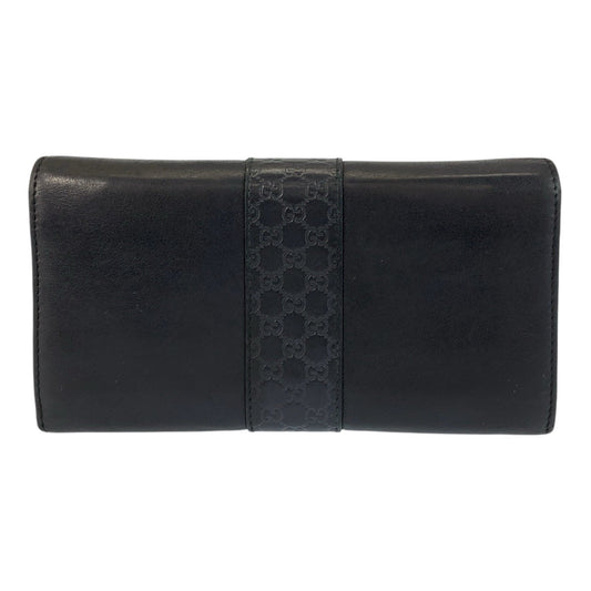 GUCCI Long Wallet Purse 233028 leather Black GoldMetal Micro Guccisima