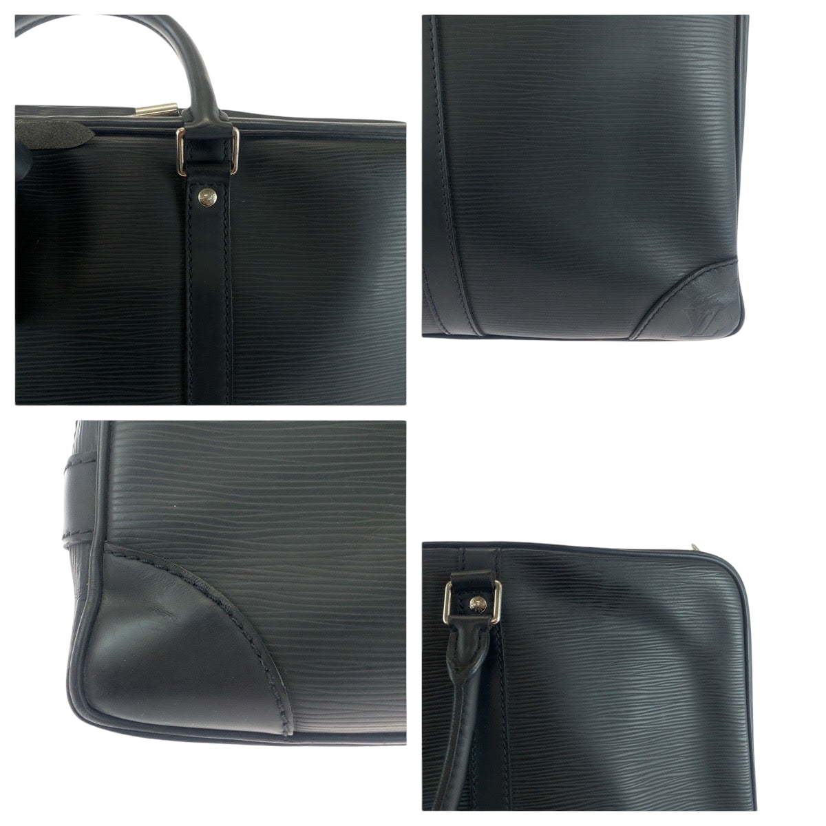 LOUIS VUITTON Business bag M54472 Epi Leather Noir Black SilverMetal Business bag handbag Epi Porte Documan Voyagej mens Used Authentic