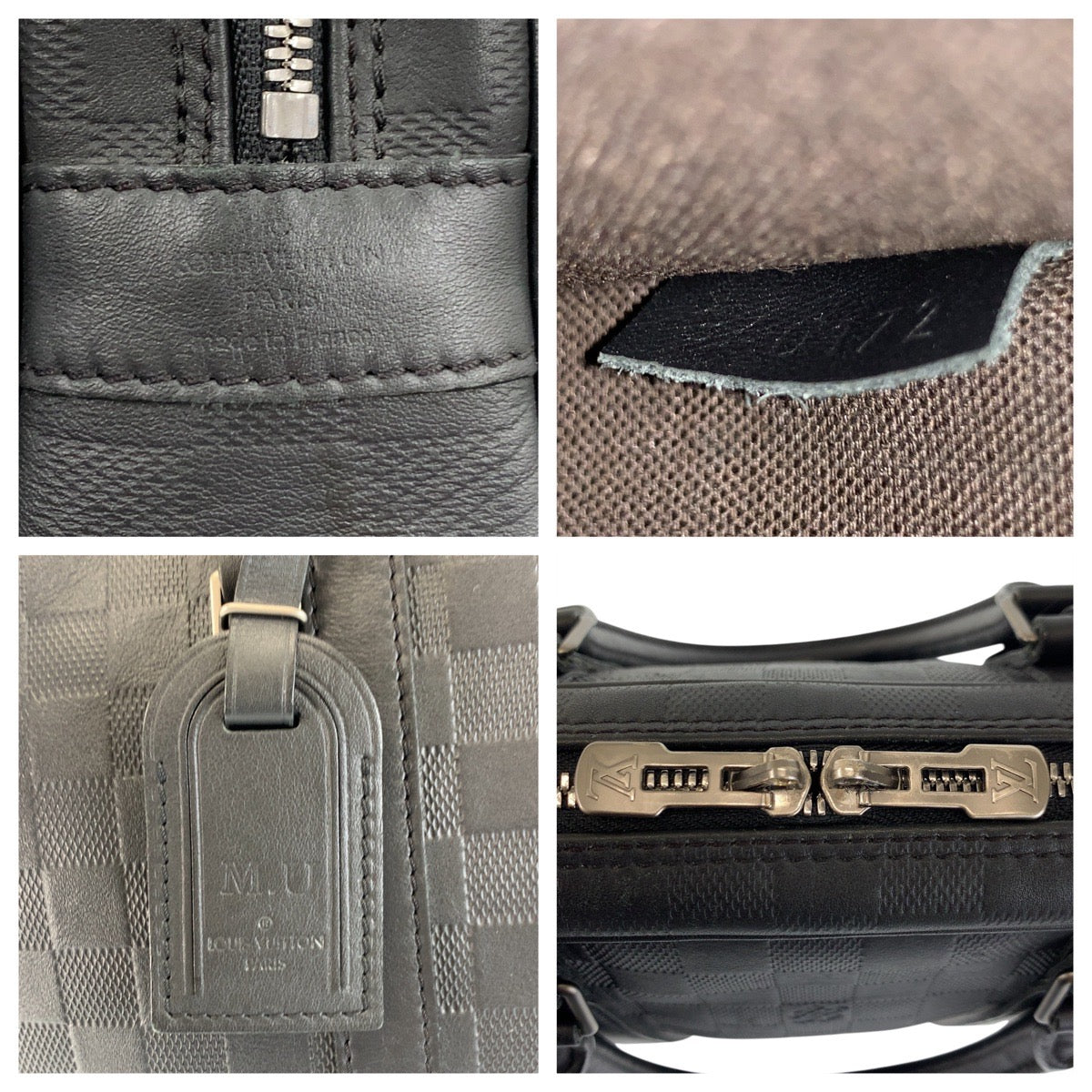 LOUIS VUITTON Business bag N41146 PVC black Damier Anfini Porto Documan Vowayaju