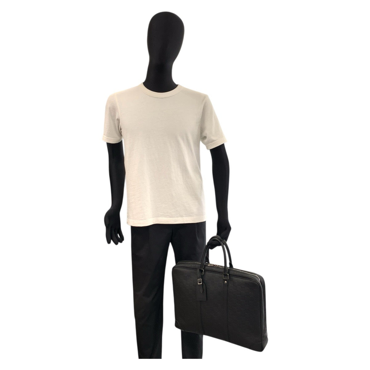 LOUIS VUITTON Business bag N41146 PVC black Damier Anfini Porto Documan Vowayaju