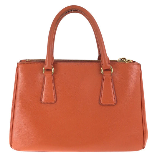PRADA Handbag leather Orange GoldMetal Handbag Tote Bag Shoulder Bag 2way Safiano Galleria Women Used Authentic
