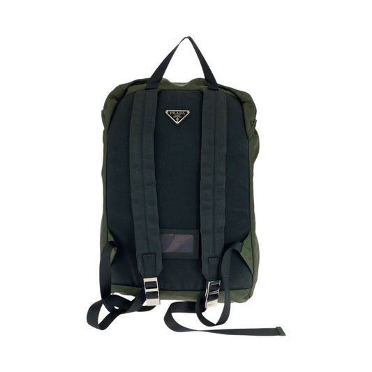 PRADA Backpack VZ0056 Nylon Khaki SilverMetal Backpack Backpack Test Triangle With logo mens Used Authentic