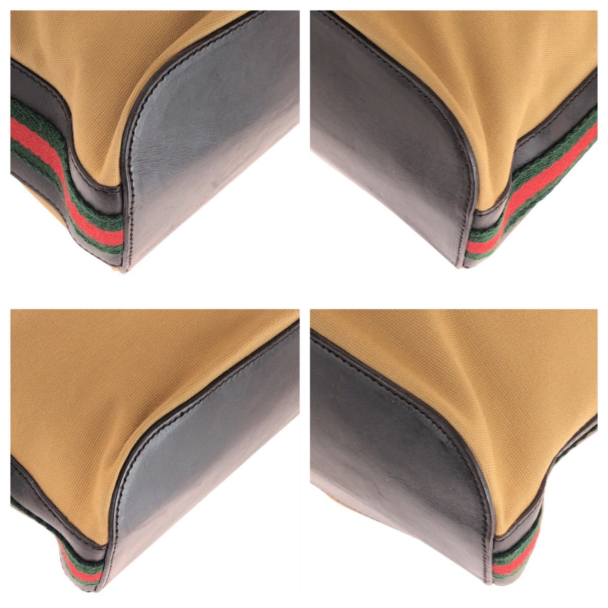 GUCCI Shoulder Bag 001.4286 Canvas, Leather Beige Camel Gold Metal Shoulder Bag pochette Sherry line Women Used Authentic