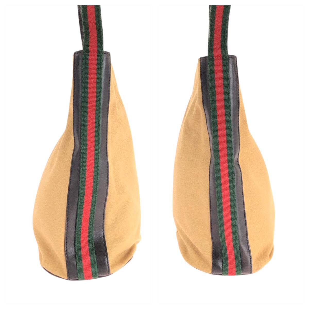 GUCCI Shoulder Bag 001.4286 Canvas, Leather Beige Camel Gold Metal Shoulder Bag pochette Sherry line Women Used Authentic