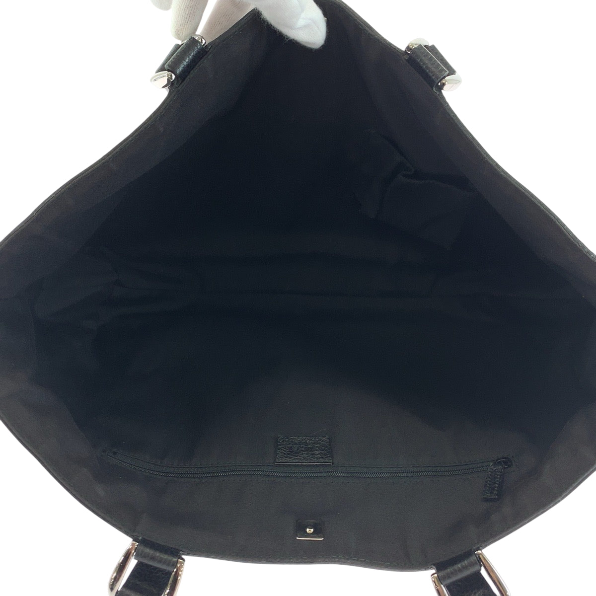 GUCCI Tote Bag 293580 Nylon Black SilverMetal Tote Bag Shoulder Bag Abbey Women Used Authentic