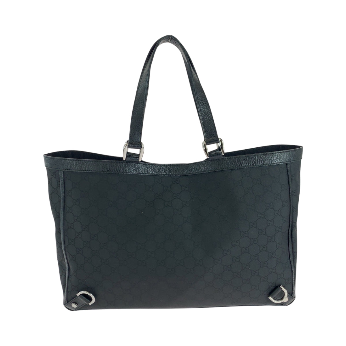 GUCCI Tote Bag 293580 Nylon Black SilverMetal Tote Bag Shoulder Bag Abbey Women Used Authentic