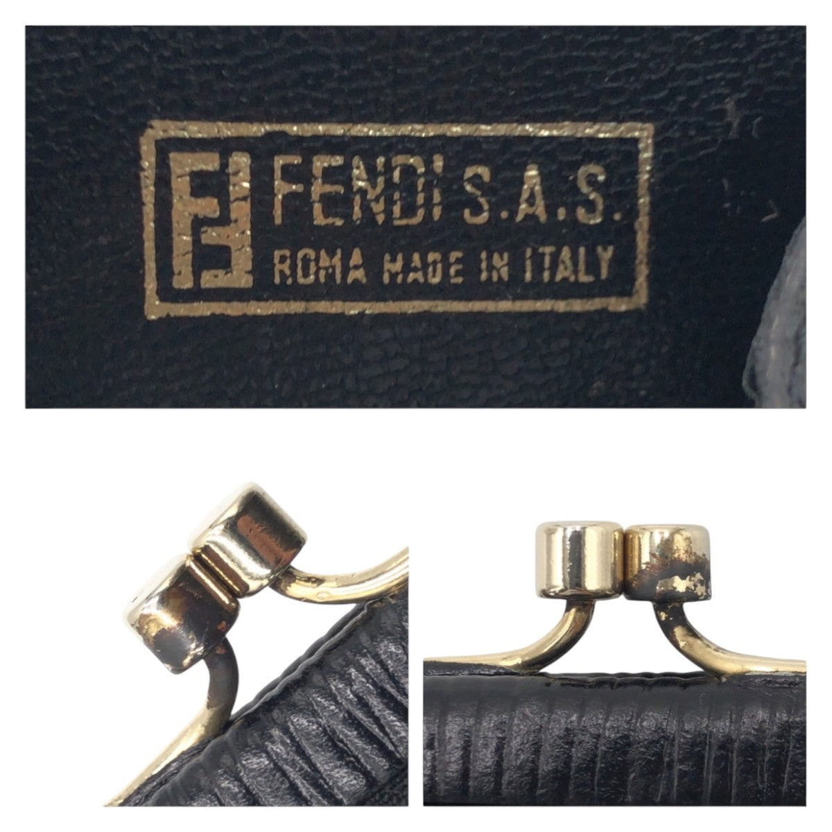 FENDI Coin case cotton black black gold Coin case Coin Pocket Zucca Women Used Authentic