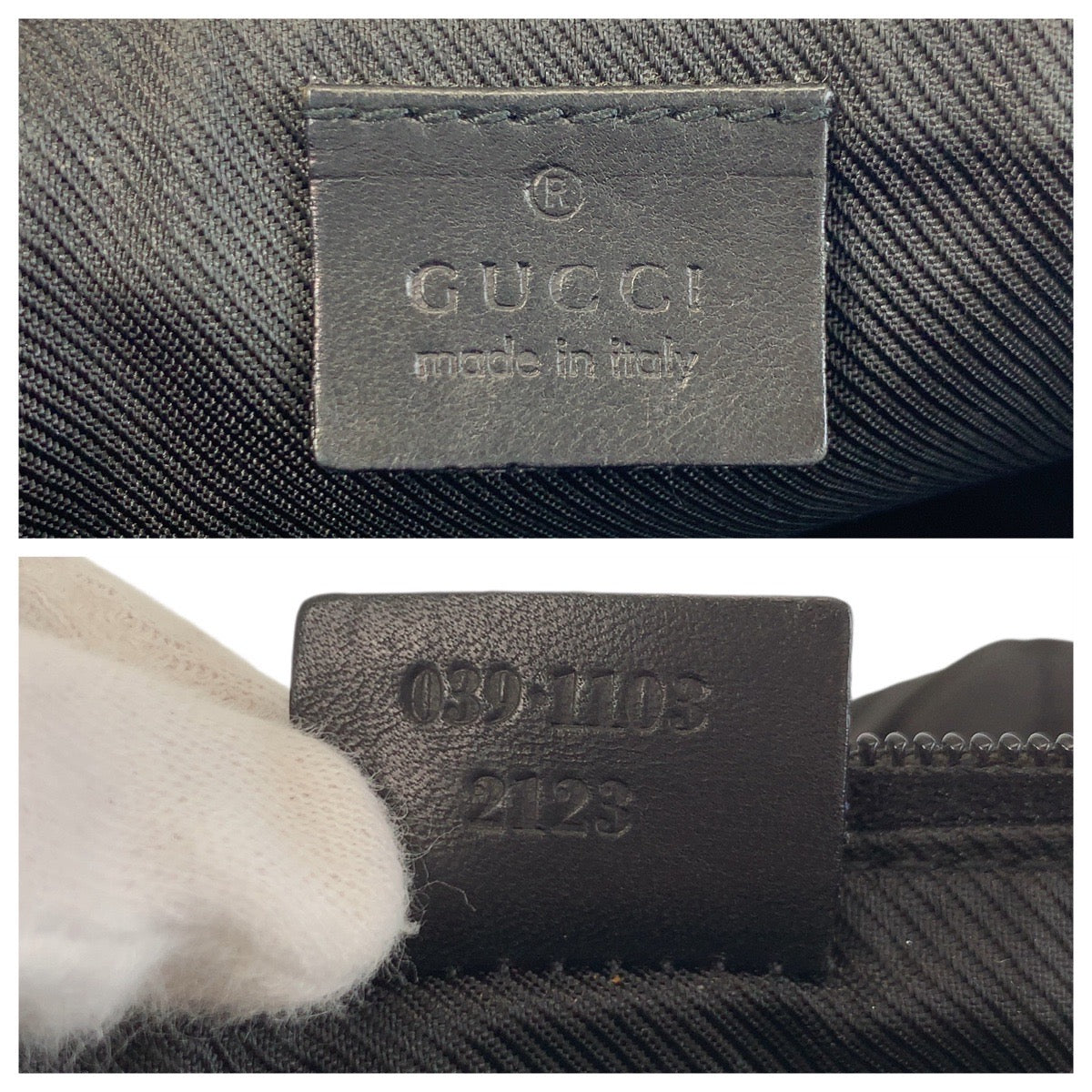 GUCCI Handbag 039 1103 GG canvas, leather Black GoldMetal Handbag accessory pouch Women Used Authentic