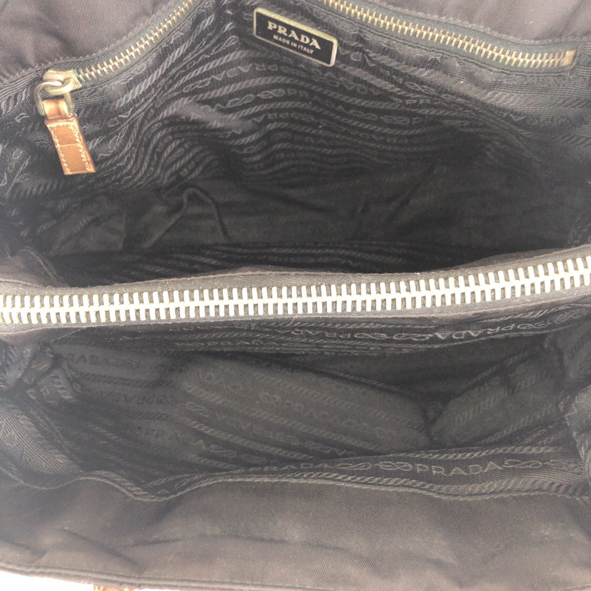 PRADA Shoulder Bag Nylon, Leather Black Brown SilverMetal Shoulder Bag Tote Bag Test Triangle With logo Women Used Authentic