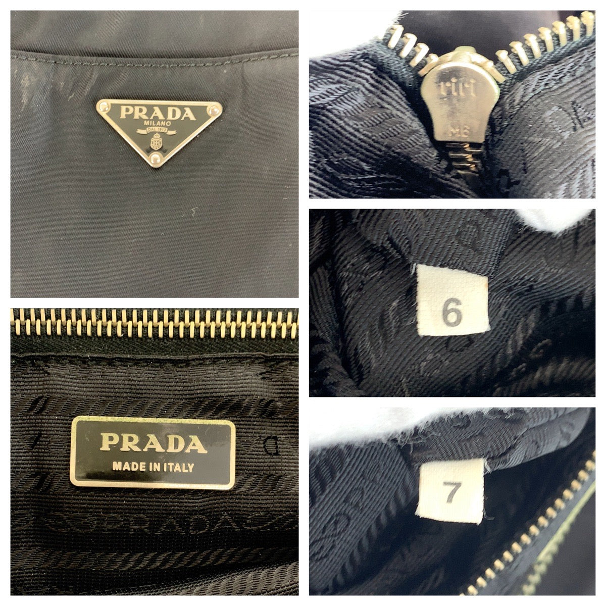 PRADA Shoulder Bag Nylon, Leather Black Brown SilverMetal Shoulder Bag Tote Bag Test Triangle With logo Women Used Authentic
