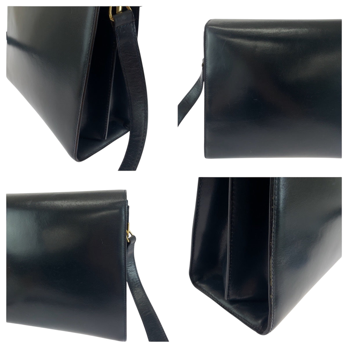 GUCCI Shoulder Bag 001 46 1504 leather Black GoldMetal Shoulder Bag Old Gucci Ready lock Women Used Authentic