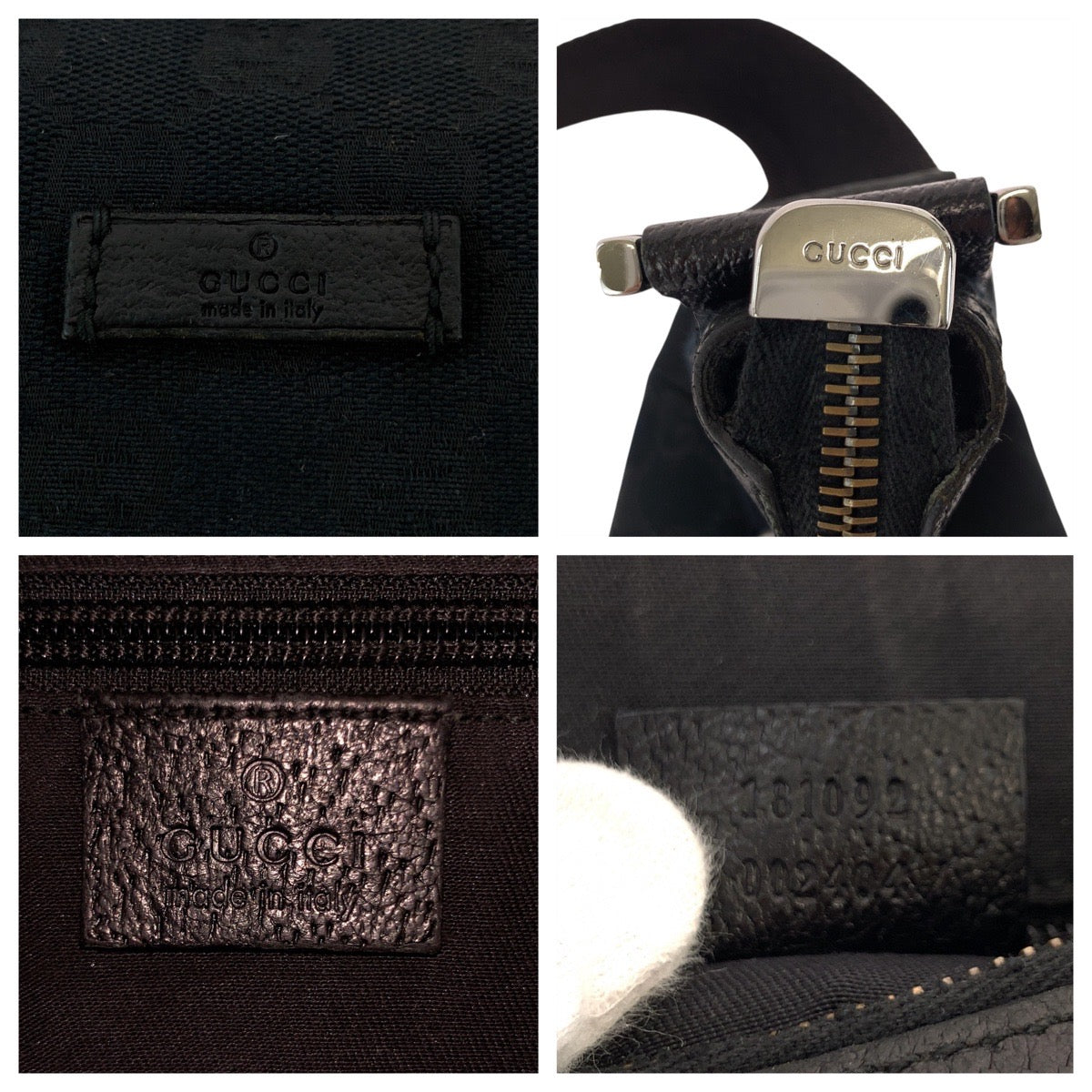 GUCCI Shoulder Bag 181092 GG canvas Black SilverMetal Shoulder Bag Messenger bag Women Used Authentic