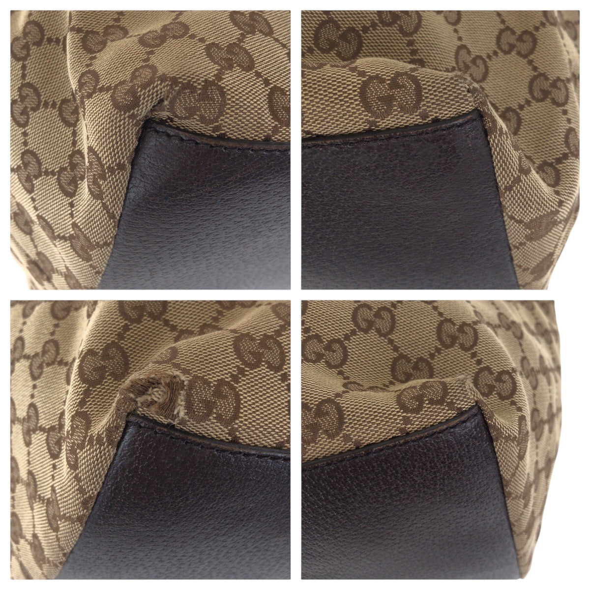 GUCCI Tote Bag 131231 GG canvas, leather Brown Silver Metal Tote Bag Shoulder Bag Sherry line Women Used Authentic