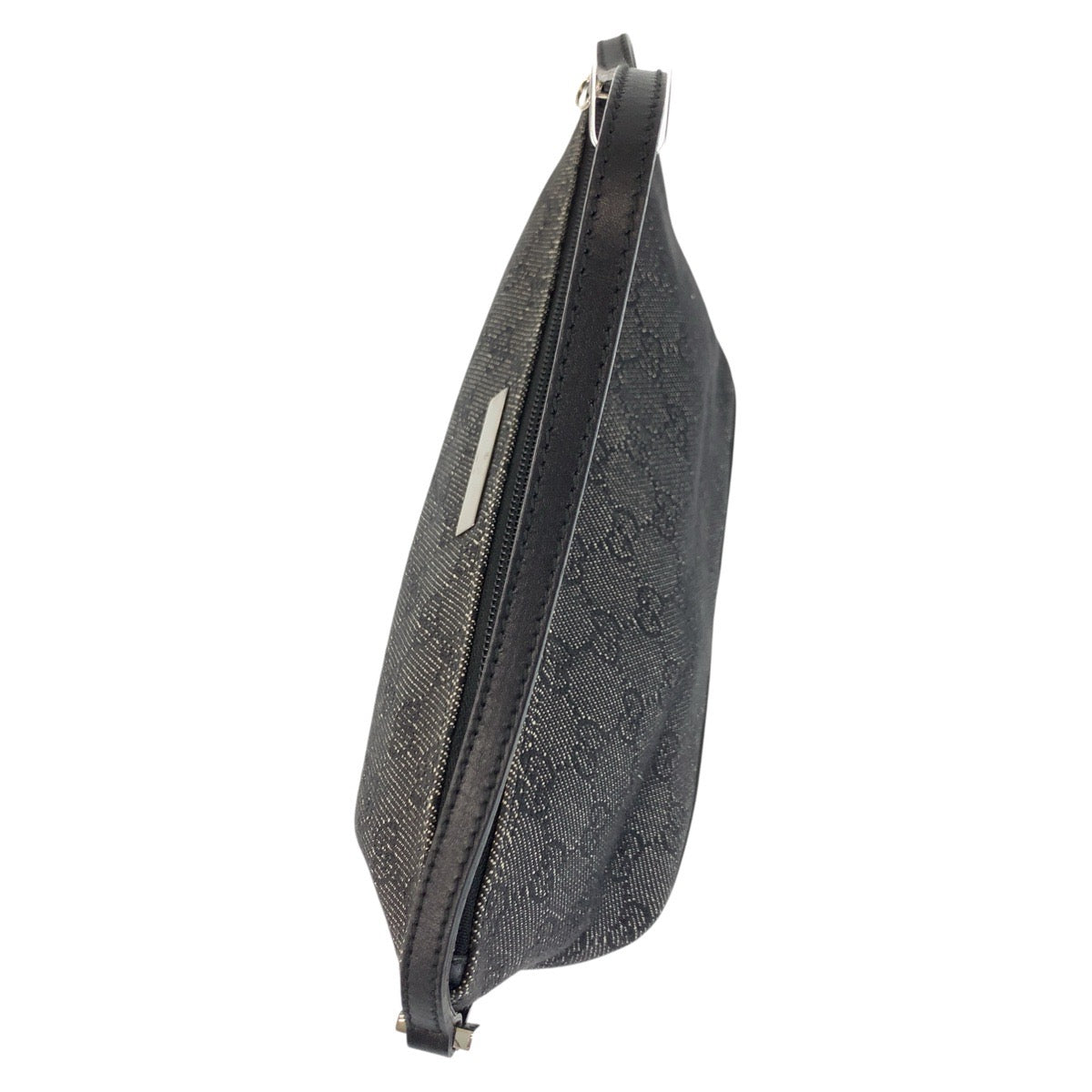 GUCCI Handbag 07198 GG canvas, leather Black SilverMetal Handbag accessory pouch Women Used Authentic