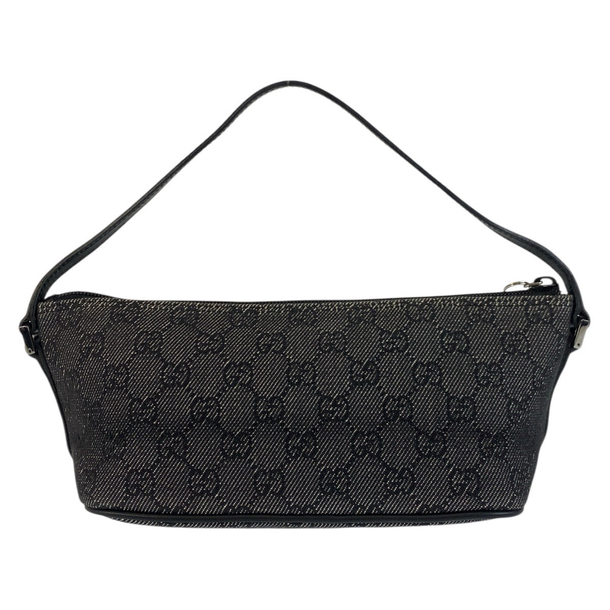 GUCCI Handbag 07198 GG canvas, leather Black SilverMetal Handbag accessory pouch Women Used Authentic