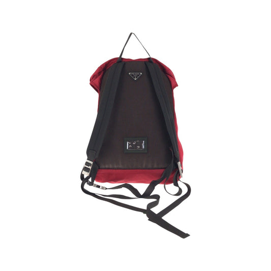 PRADA Backpack Nylon Red Khaki SilverMetal Backpack Daypack Test Triangle With logo mens Used Authentic
