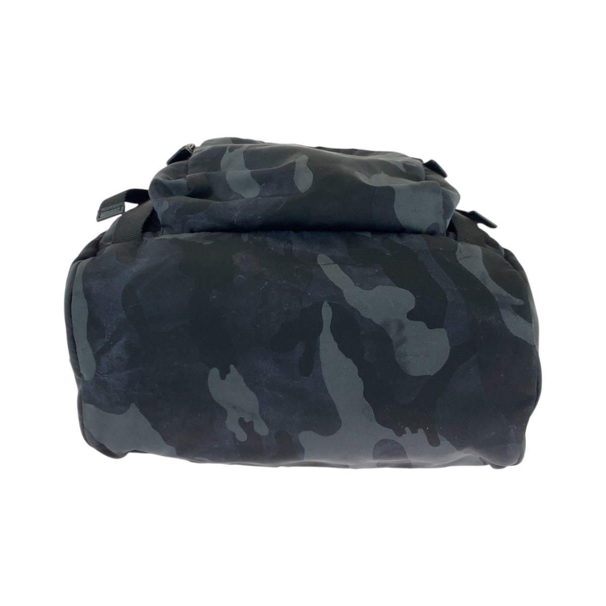 PRADA Backpack 2VZ135 Nylon Black Blue Gray SilverMetal Backpack Backpack Camouflage Pattern Triangle With logo mens Used Authentic