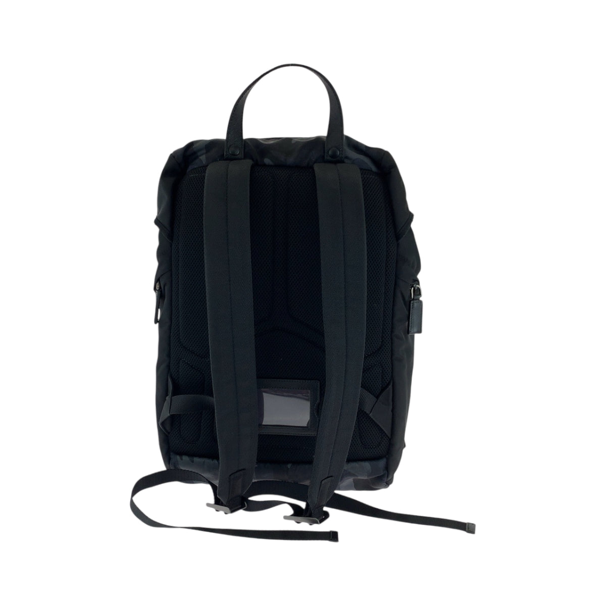 PRADA Backpack 2VZ135 Nylon Black Blue Gray SilverMetal Backpack Backpack Camouflage Pattern Triangle With logo mens Used Authentic