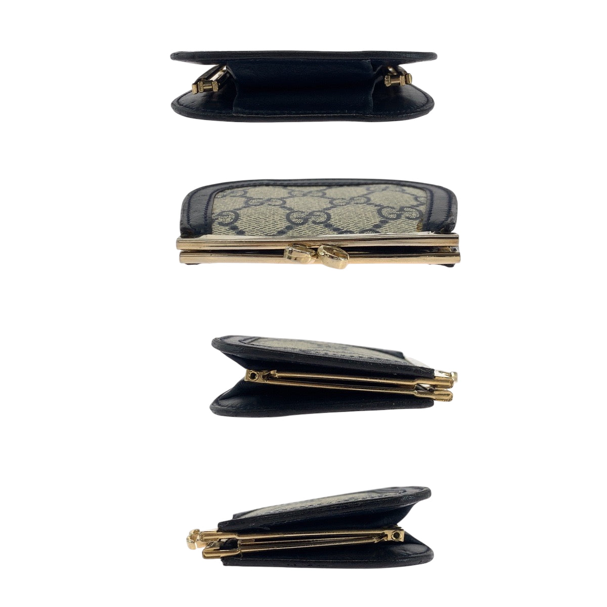 GUCCI Coin case GG Supreme Canvas Navy Coin case compact wallet Old Gucci Women Used Authentic