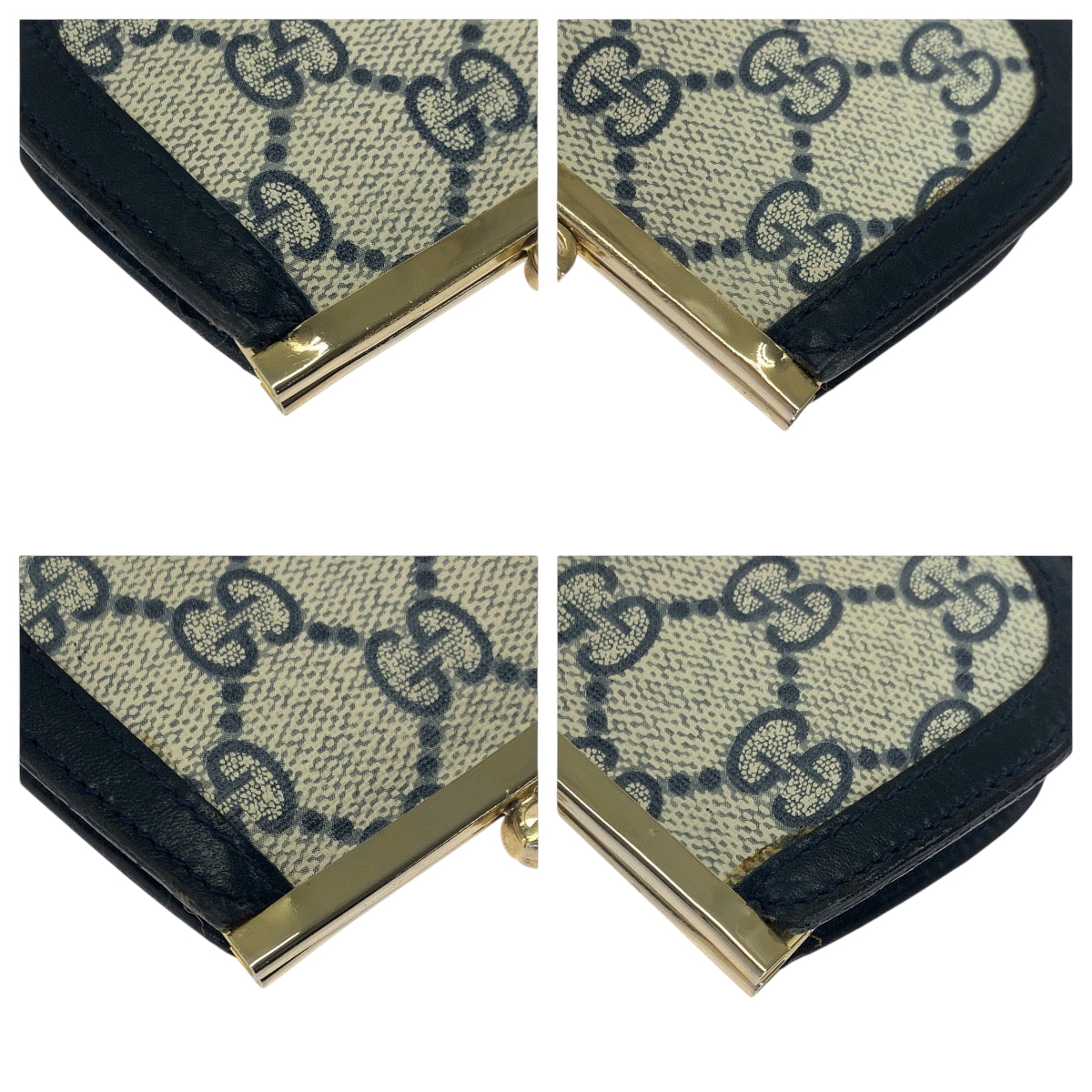 GUCCI Coin case GG Supreme Canvas Navy Coin case compact wallet Old Gucci Women Used Authentic