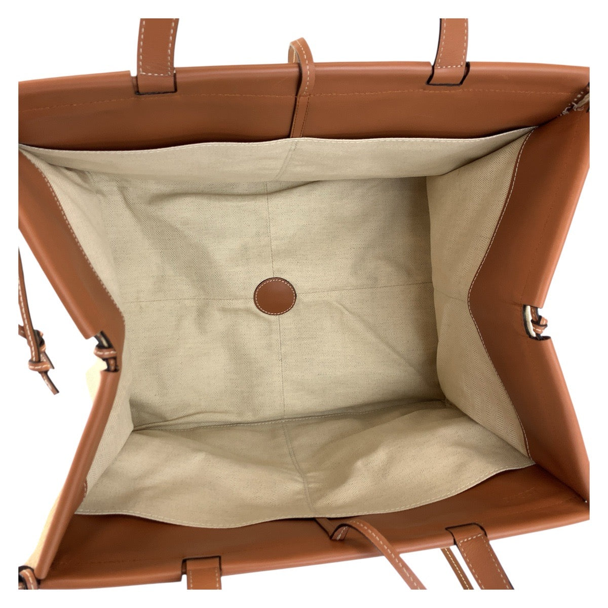 LOEWE Tote Bag Canvas, Leather Beige brown Tote Bag Shoulder Bag anagram Cushion tote Women Used Authentic