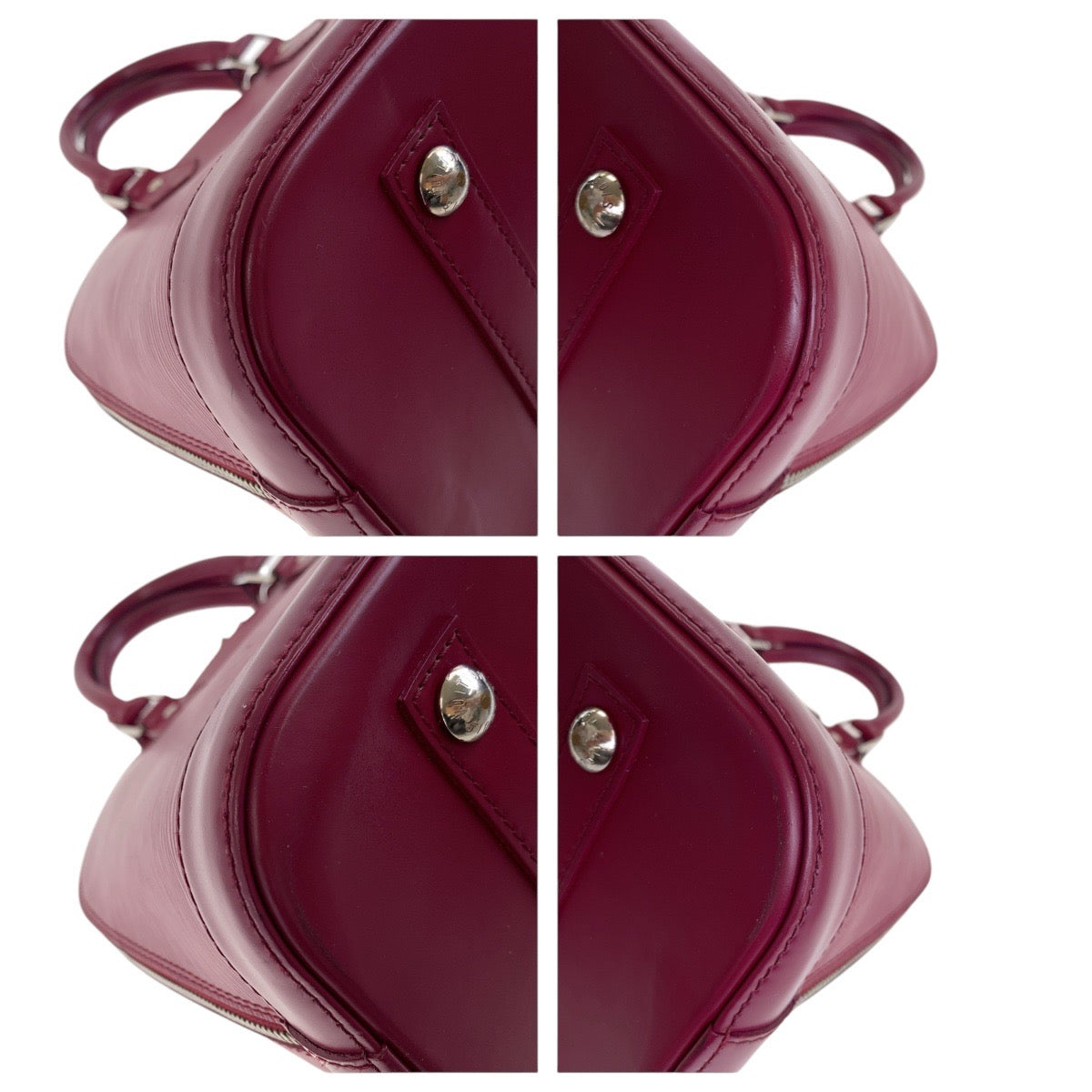 LOUIS VUITTON Handbag M40490 leather Fuchsia Wine Red Bordeaux SilverMetal Epi Alma Women Used Authentic