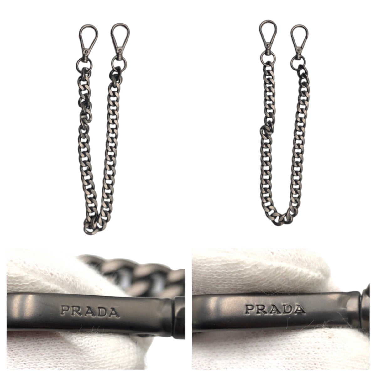 PRADA Long Wallet Purse leather Navy Black Metal