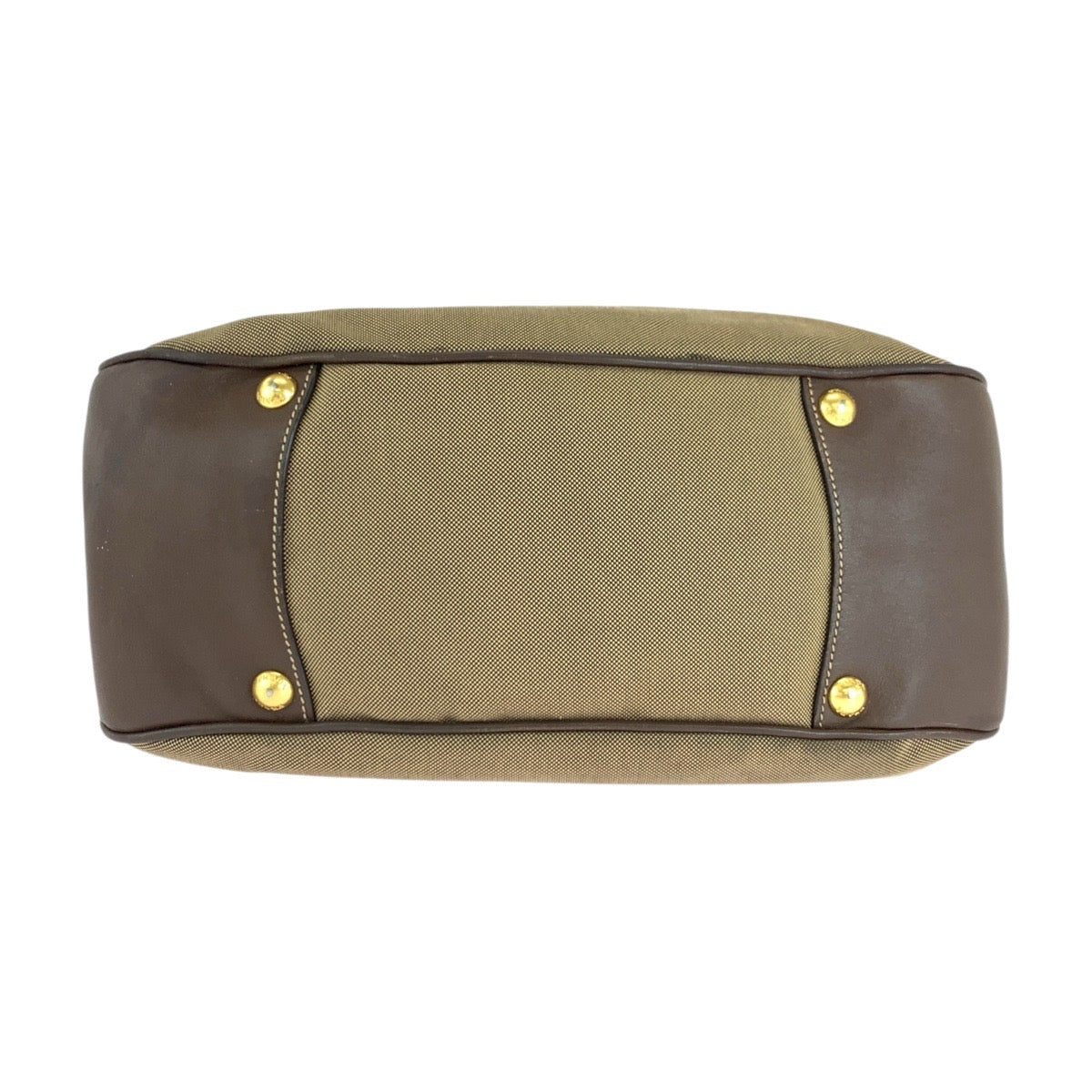 PRADA Shoulder Bag Canvas, Leather Brown Gold Metal Hobo Shoulder Bag Logo jacquard Women Used Authentic