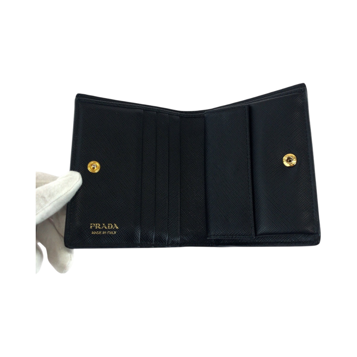 PRADA Bifold Wallet 1MV204 leather black Saffiano Shine logo