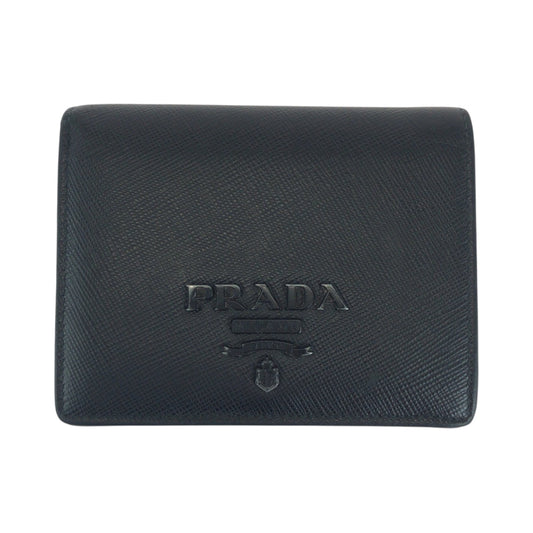 PRADA Bifold Wallet 1MV204 leather black Saffiano Shine logo