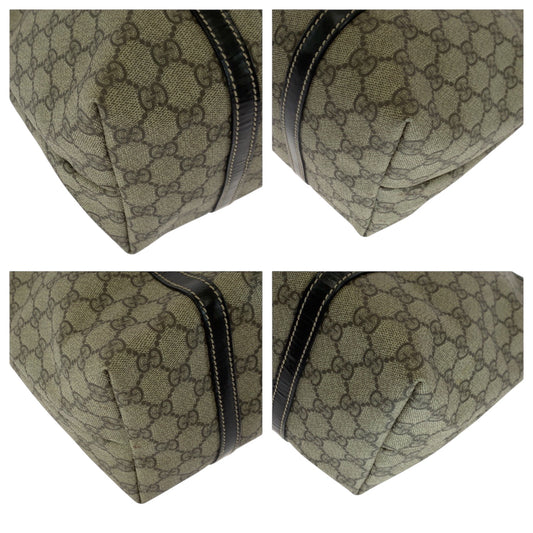 GUCCI Tote Bag 197953 GG Supreme Canvas Beige Brown Gold Metal Tote Bag Shoulder Bag Women Used Authentic