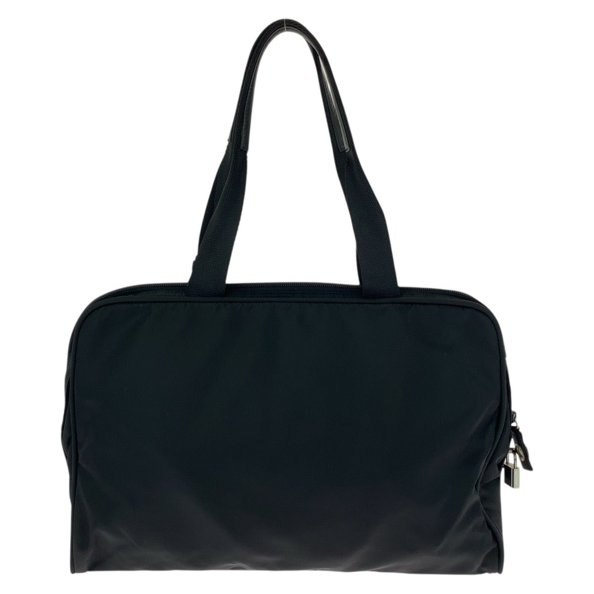 PRADA Shoulder Bag Nylon Black SilverMetal Shoulder Bag Tote Bag Test Triangle With logo Women Used Authentic