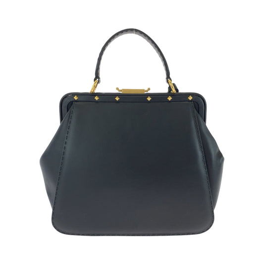 GUCCI Handbag 303888 leather Black GoldMetal Handbag with mirror Limited edition Stirrup Women Used Authentic