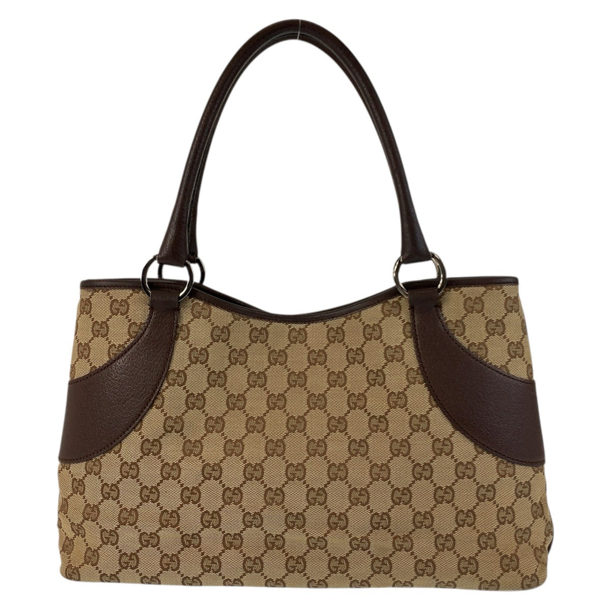GUCCI Tote Bag 113015 GG canvas, leather Beige brown Tote Bag Shoulder Bag Women Used Authentic