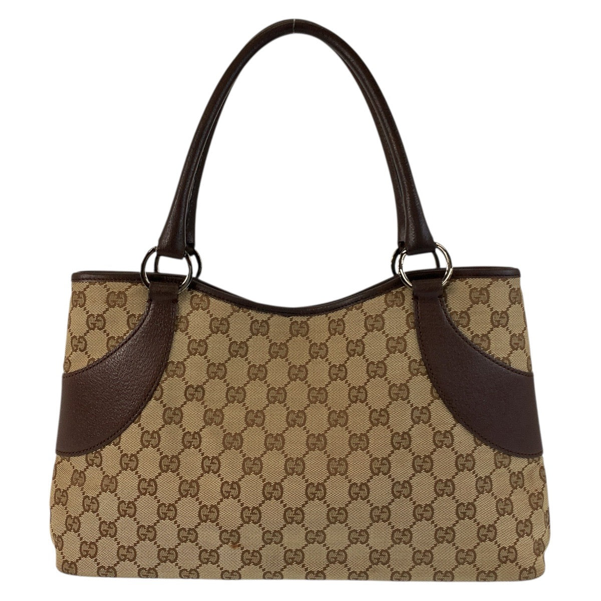 GUCCI Tote Bag 113015 GG canvas, leather Beige brown Tote Bag Shoulder Bag Women Used Authentic