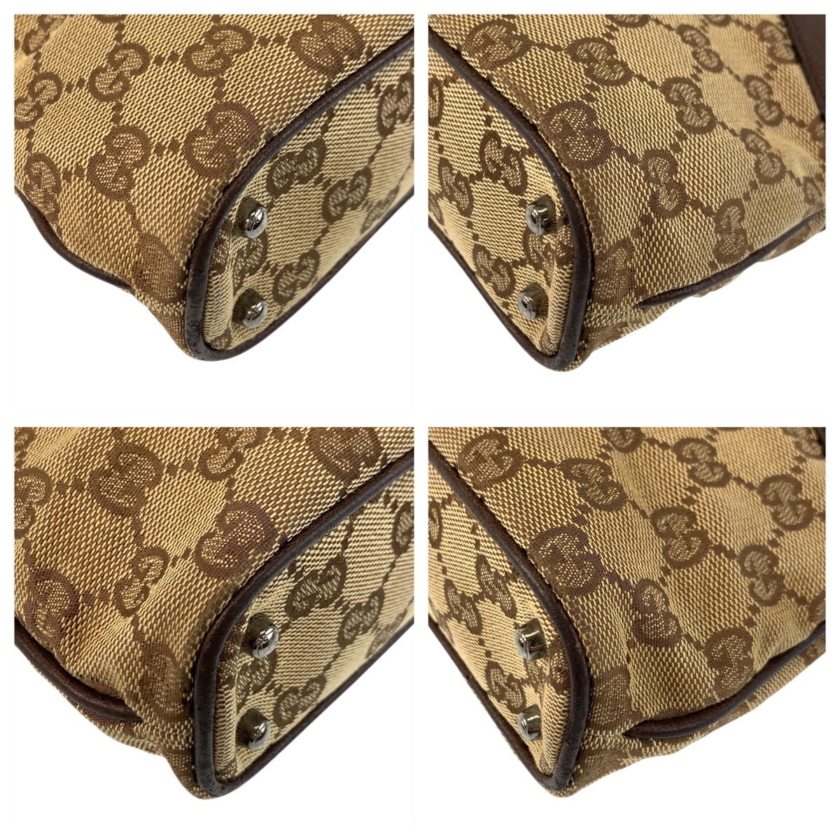 GUCCI Tote Bag 113015 GG canvas, leather Beige brown Tote Bag Shoulder Bag Women Used Authentic