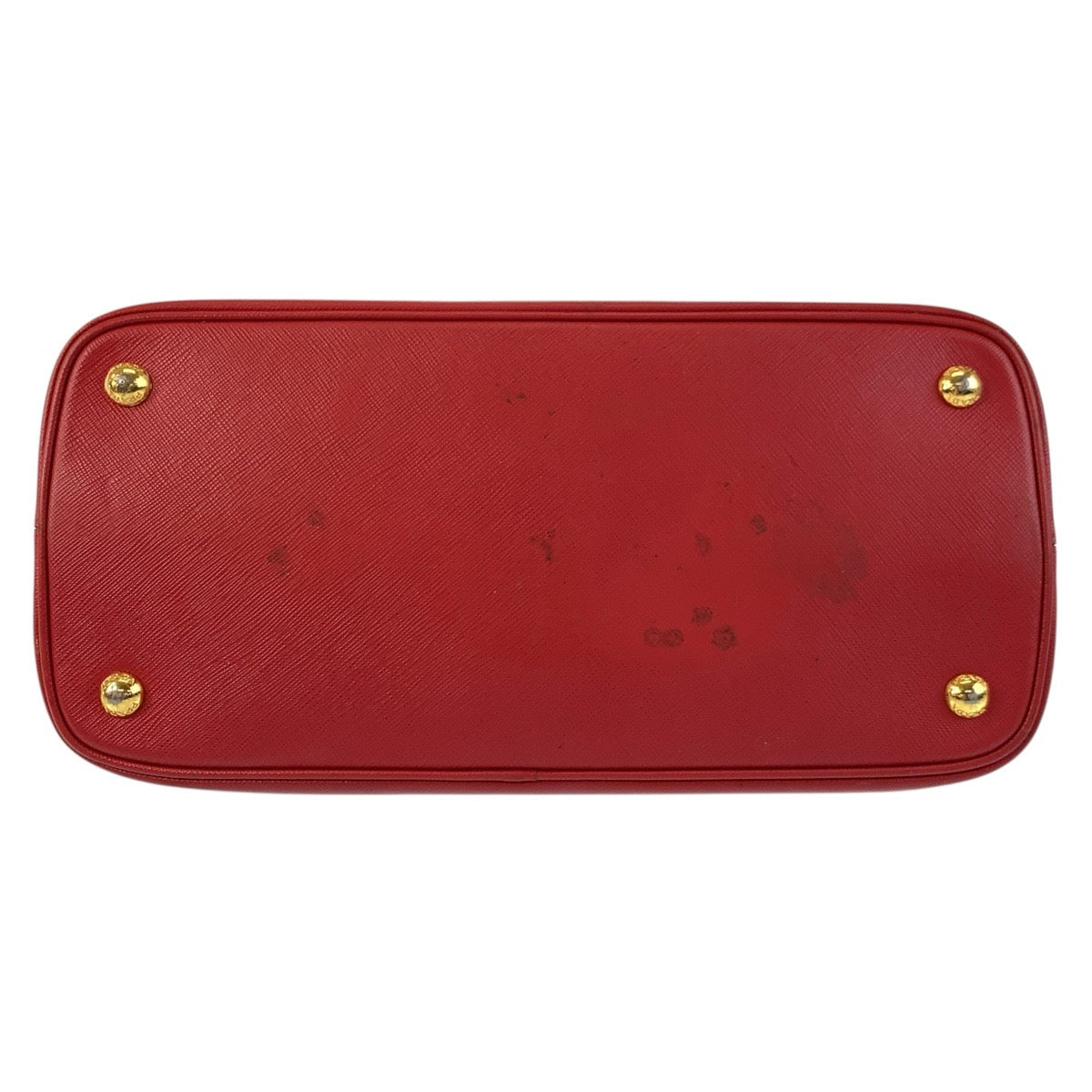 PRADA Handbag leather Red Gold Metal Safiano Promenade Women Used Authentic