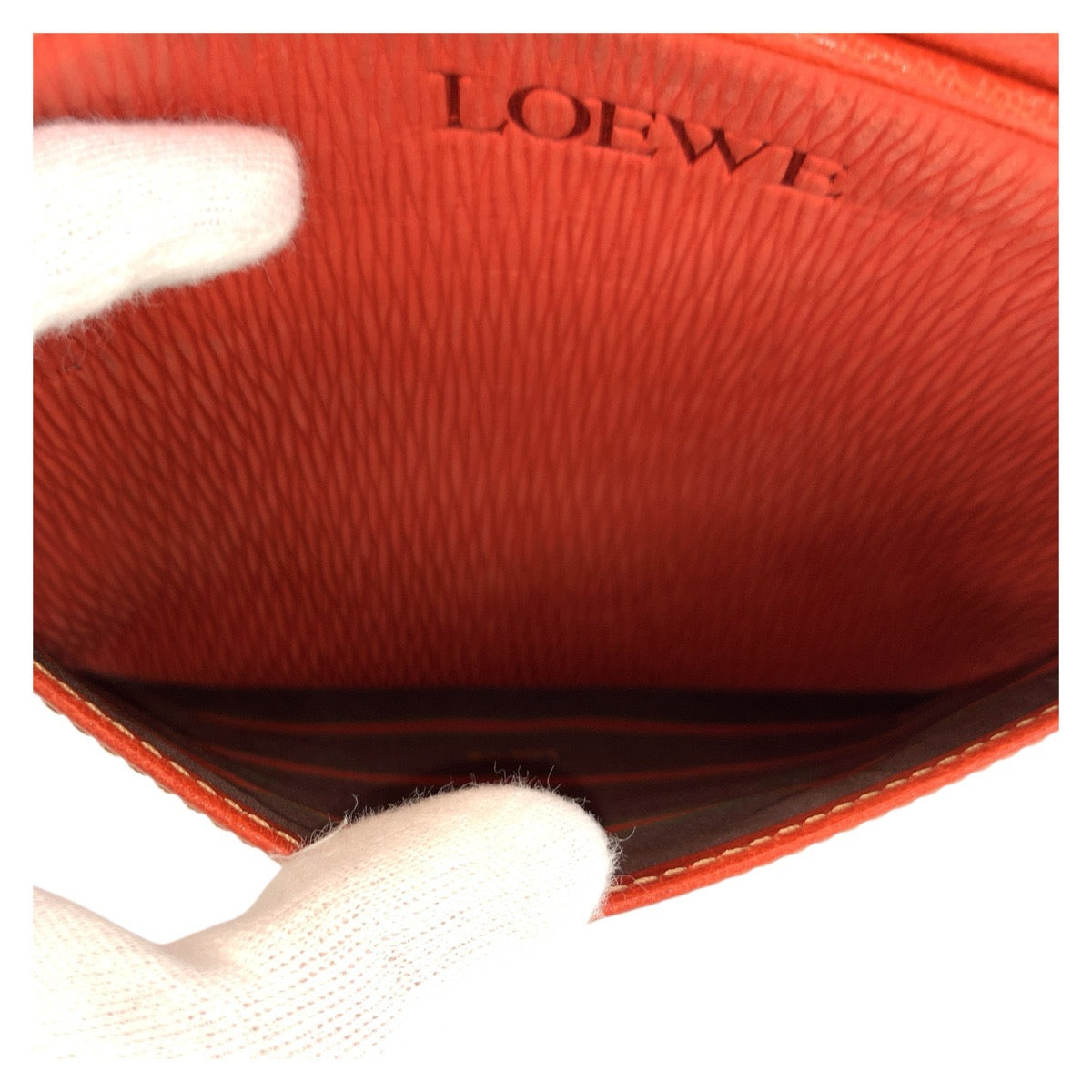 LOEWE Shoulder Bag leather Orange GoldMetal Shoulder Bag pochette Velazquez Women Used Authentic