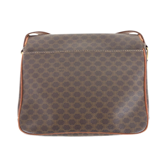 CELINE Shoulder Bag PVC, Leather Brown Gold Metal Shoulder Bag pochette Macadam Circle Logo Women Used Authentic