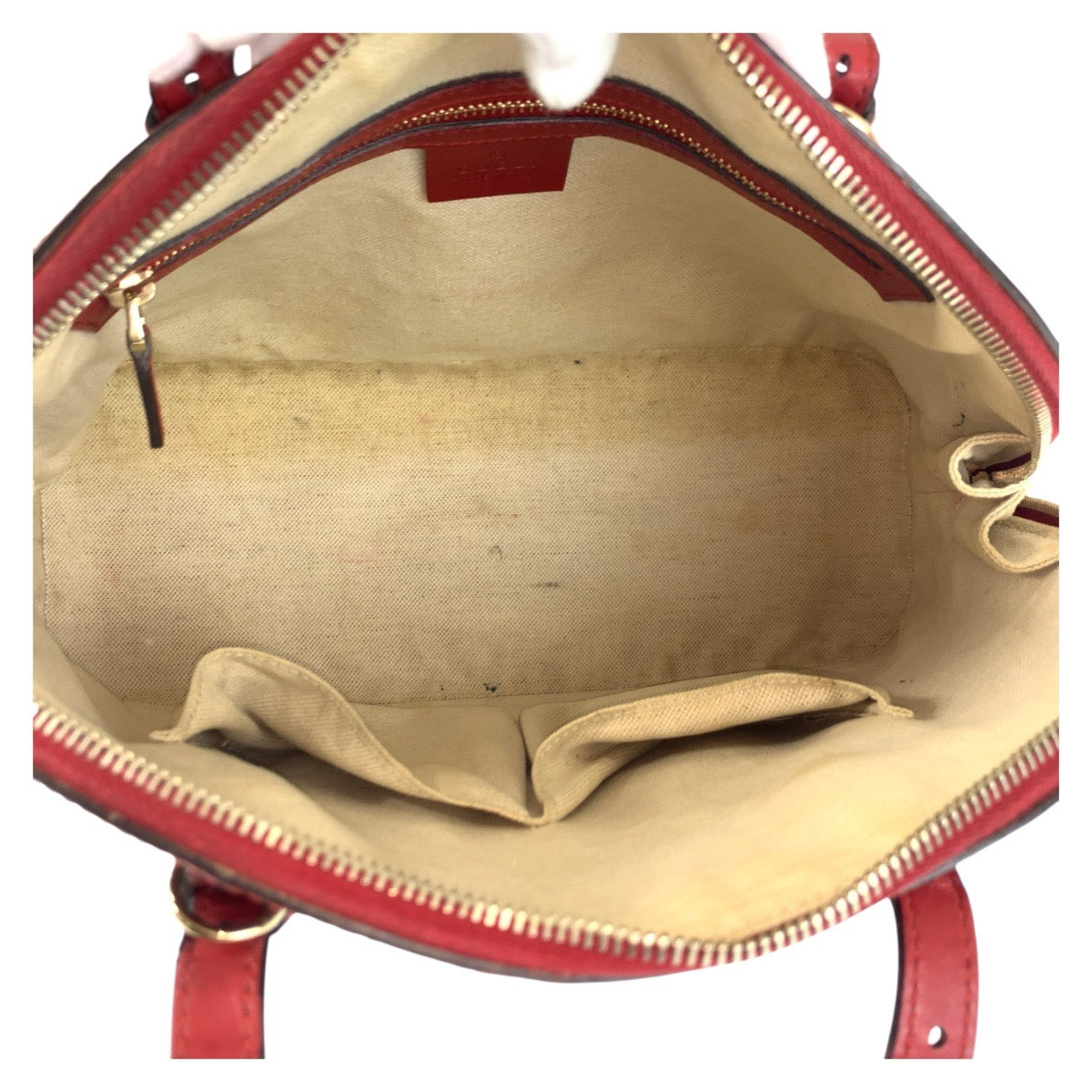 GUCCI Handbag 309617 enamel Red Gold Metal Handbag Shoulder Bag 2way Micro Guccisima Women Used Authentic
